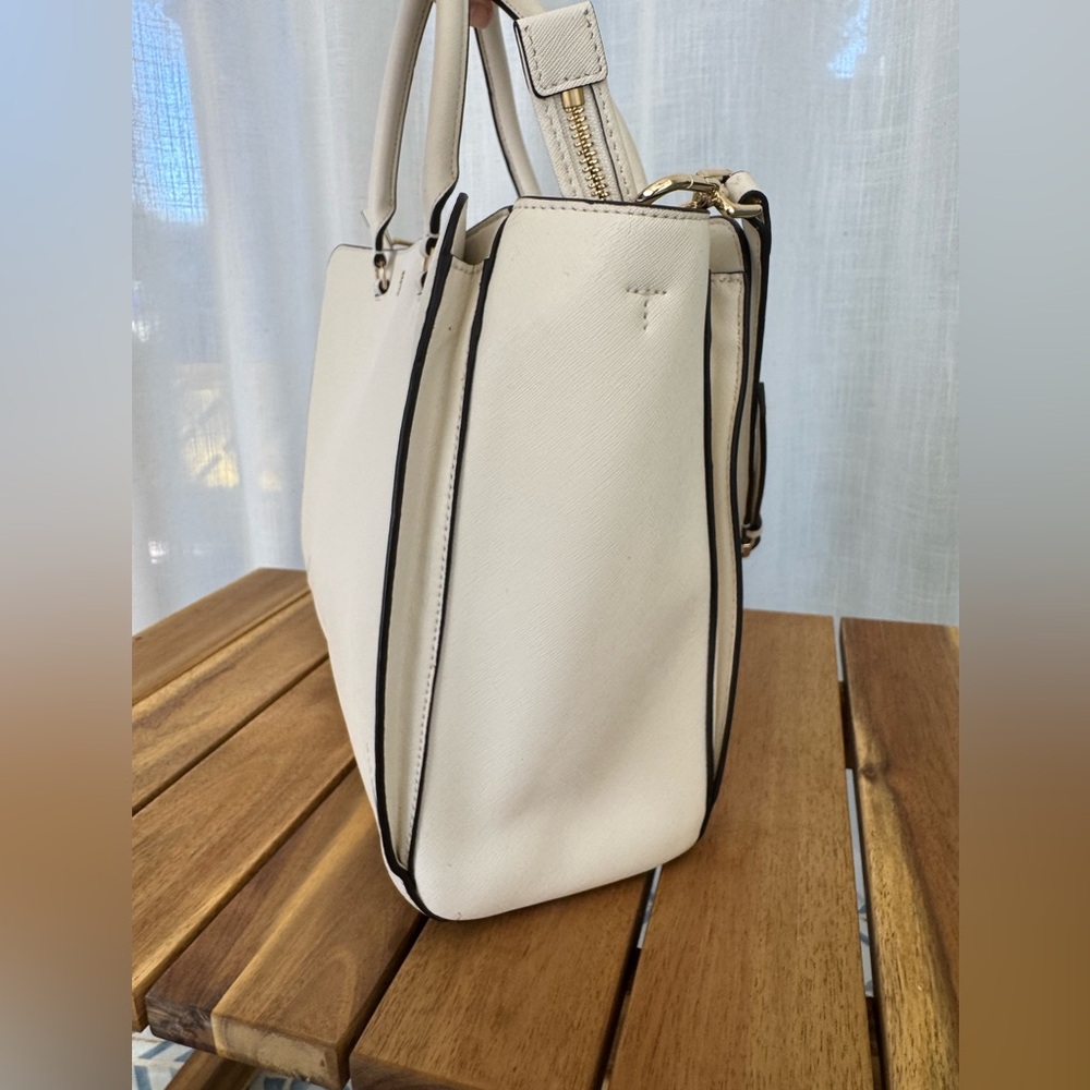 Tory Burch Robinson Large Zip Tote Ivory Saffiano Leather Satchel Crossbody Bag - Picture 3 of 15